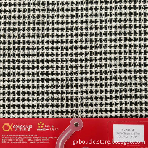 Woolen Boucle fashion design with gold lurex fabric